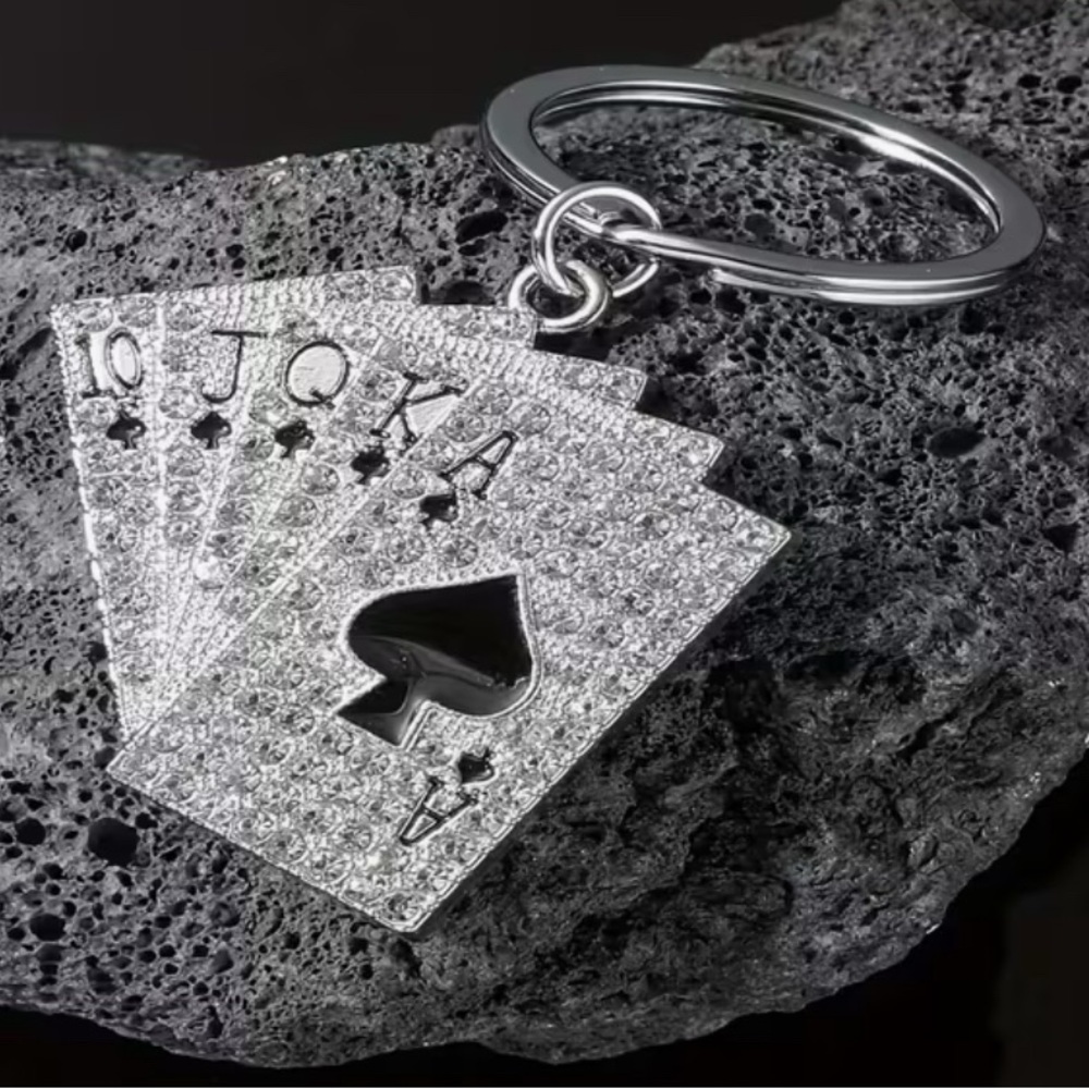 Silver Playing Card Keychain - Picture 2 of 4